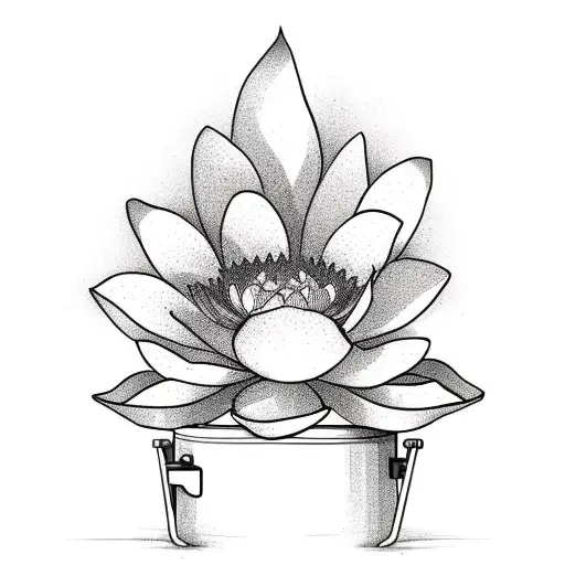 A Lotus Flower Growing Out Of A Cooking Pot