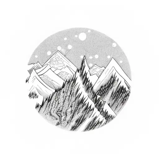 Mountain Scene Paryer With Ying Yang