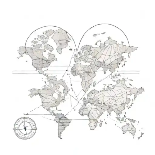 Fingerprint Heart With World Map And Navigation Compass Inside
