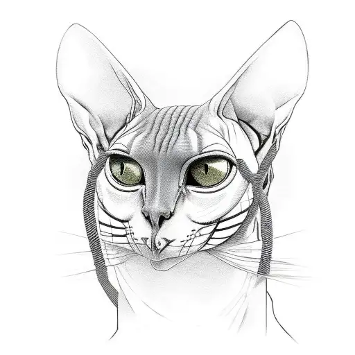 Sphinx Cat Wearing Muay Thai Gloves In Sketch Style