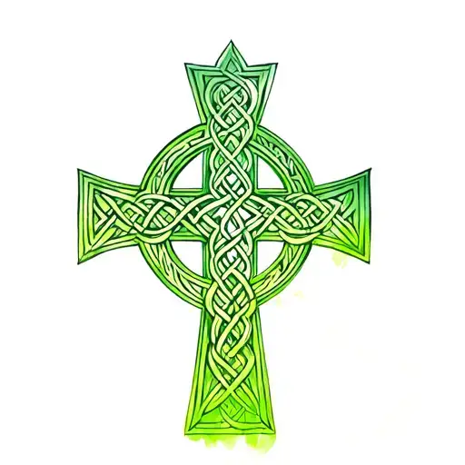 Celtic Cross With Green Fading Out