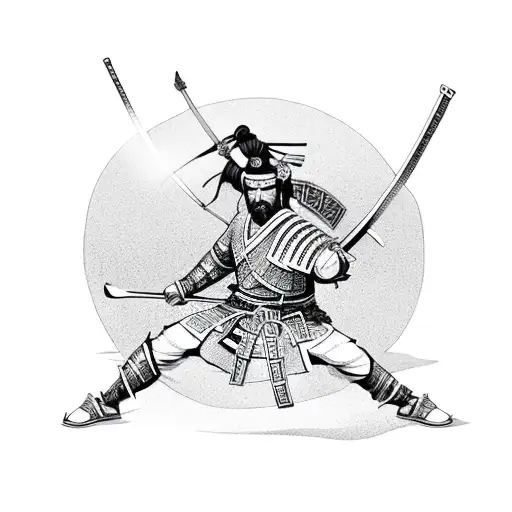 A Fierce Samurai Warrior Wielding An Ak-47 In A Dynamic Combat Stance