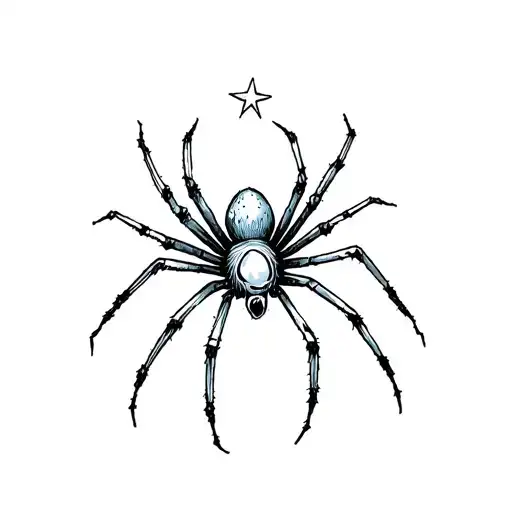 Tiny And Delicate Spider With A Tear And A Star