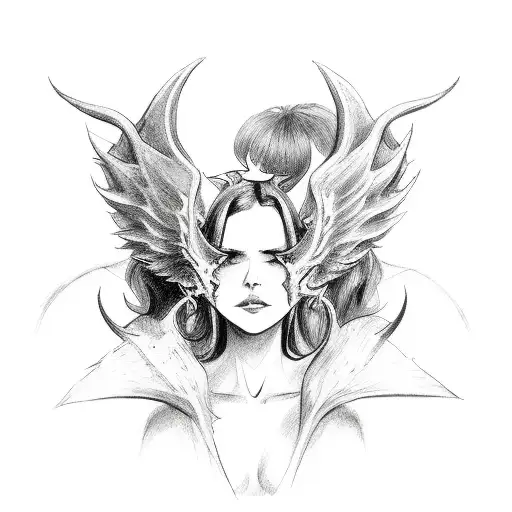 Devil Horns And Devil Tail With Angel Wongs