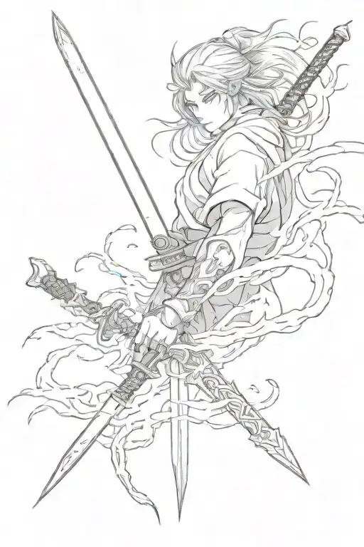 Katana Around The Lightning Blade Without A Person