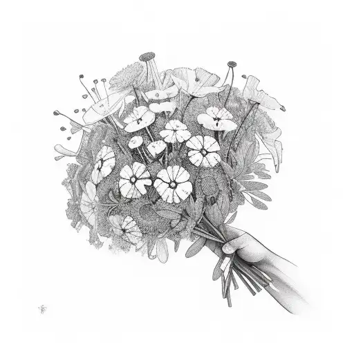 A Nurse's Hand Holding A Delicate Wildflower Bouquet