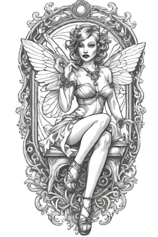 Pinup Fairy Modern Holding Deck Of Cards