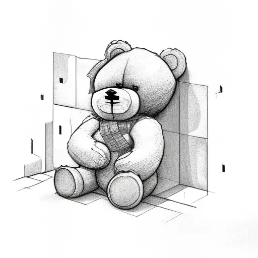 Teddy Bear Building A Wall And It Breaking