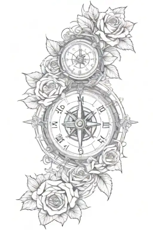 Roses Clock Naval Compass Free Masonry