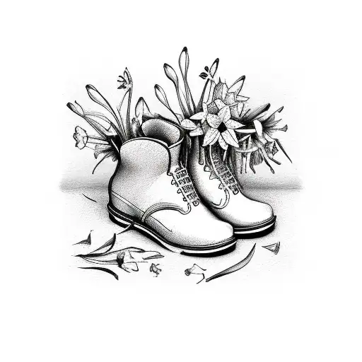 A Hiking Boot Stepping On A Sheet Of Music With Daffodils And Honeysuckles Growing From The Notes