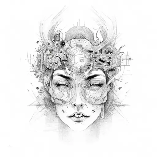 Chaotic Adhd Mind Portrait Demonstrating My Strong Mental Health