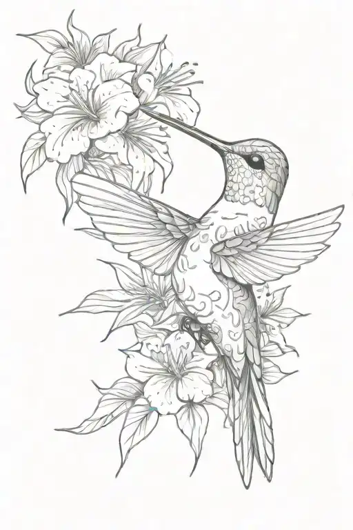 Hummingbird And Flower