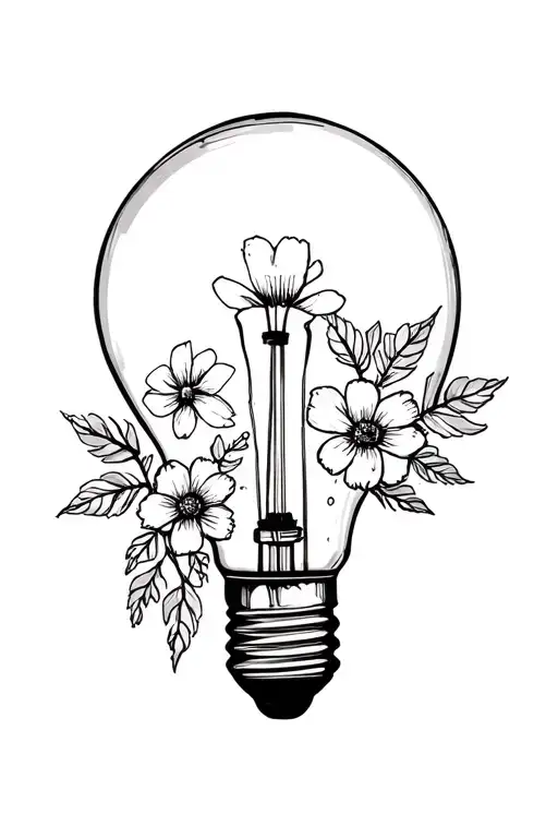 Broken Light Bulb With Flowers Growing