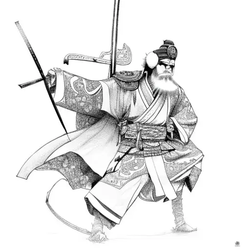 White Samurai With Kimono