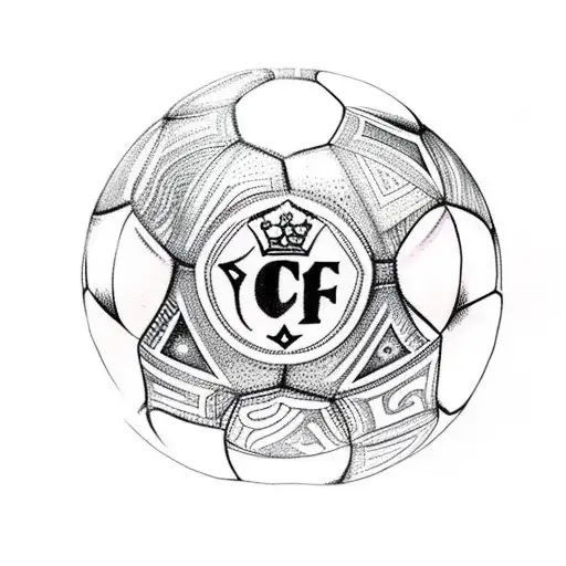Tattoo Of A Soccer Ball With Letters Cfc Logo At Its Center
