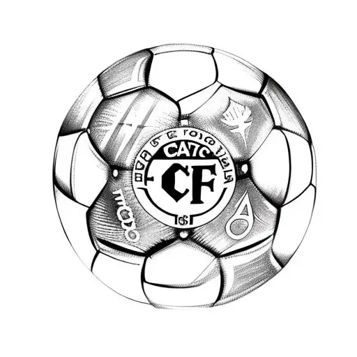 Tattoo Of A Soccer Ball With Letters Cfc Logo At Its Center