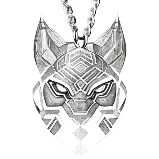 Black Panther Necklace With Design In It
