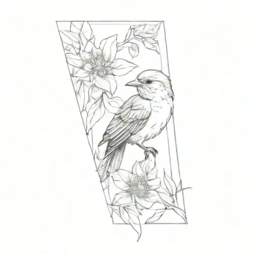 A Bird And Flowers