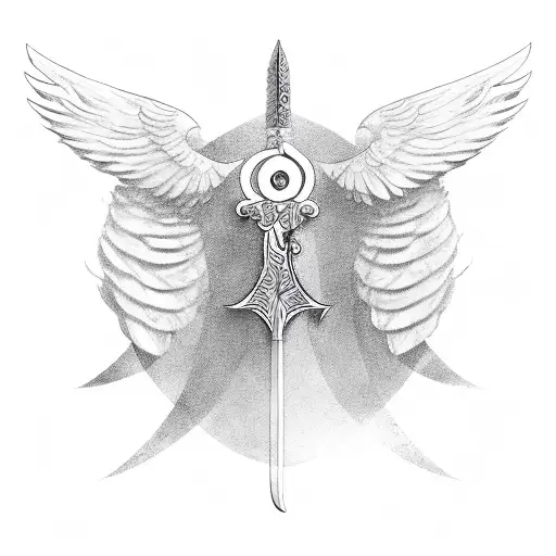 One Angel Wing Fused With A Sword