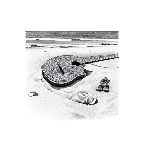 A Guitar On The Beach