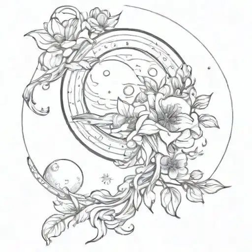 Floral Moon And Saturn