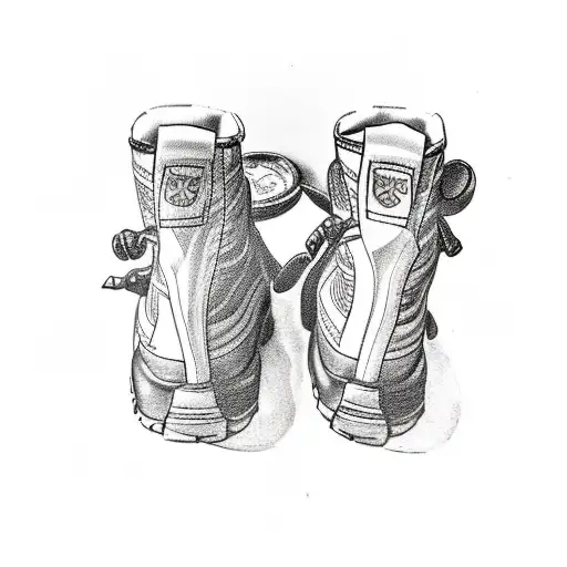 A Tattoo Machine With Coffee Beans And Hiking Boots As The Grip