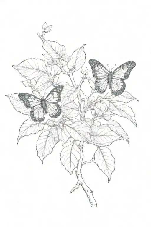Lemon Tree Branch With Butterfly's