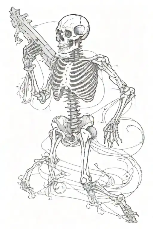 Mythical Creature Skeleton With Lines
