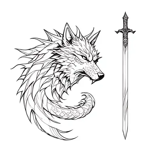 Wolf And Dragon And Sword
