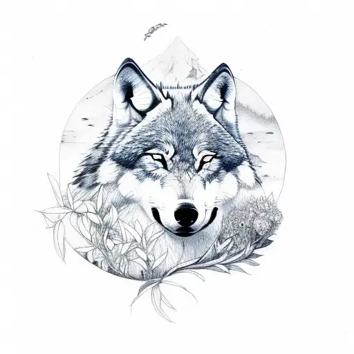 The Wolf Is Sleeping With A Jasmine Flower Growing Next To It