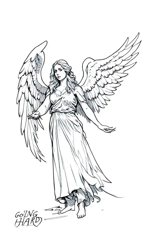 Guardian Angel With Written 'Going Hard'