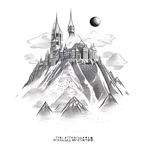 A Bold Font Tattoo Of The Word 'Wanderlust' Surrounded By Travel Landmarks