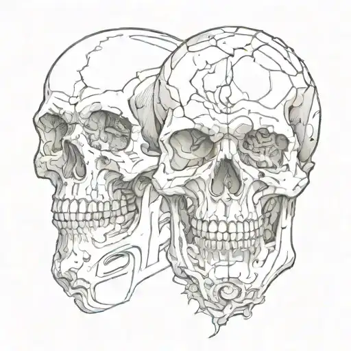 Skull Split Marble Bust