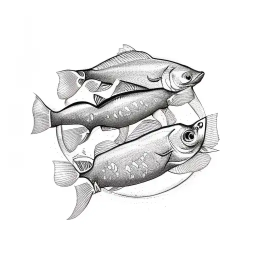 A Detailed Sketch Of A Car Engine Transforming Into A School Of Fish