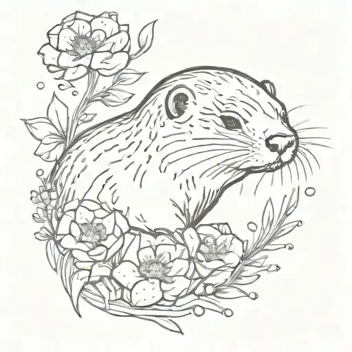 Little Otter With Flowers