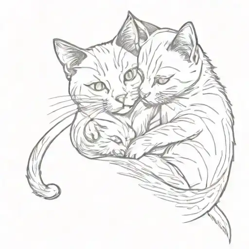 Cat And Cat Hugging