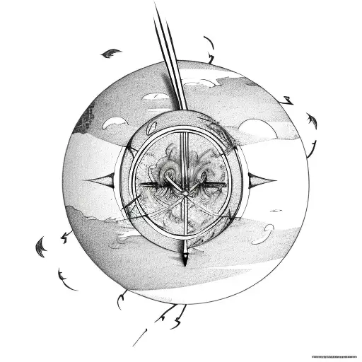 A Flaming Arrow Piercing Through A Globe