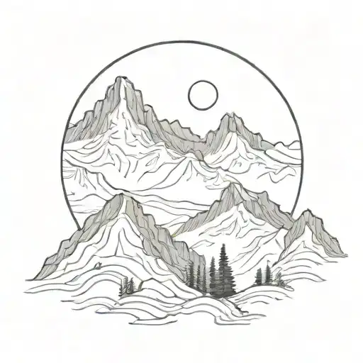 Algerian Mountains With A Crescent Moon