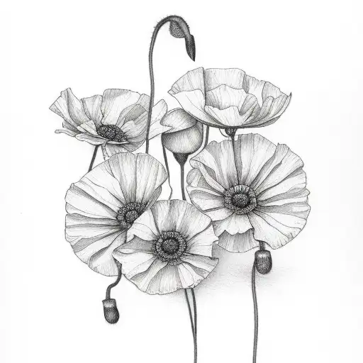 Poppy Sweetpea And Daisy Bouquet