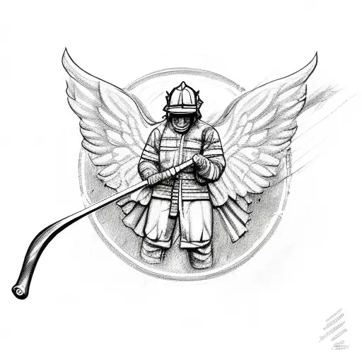 A Guardian Angel Holding A Firefighter Axe