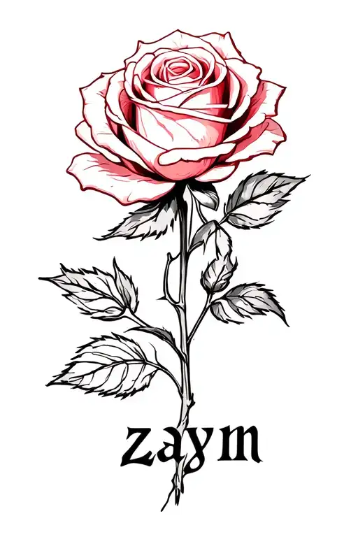 Rose With The Name Zayn As The Stem