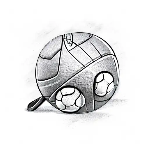 Sports Equipment In The Background With Trophy In The Center