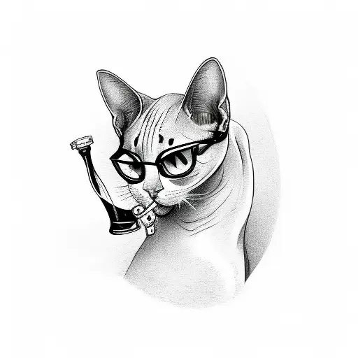 Hairless Cat Drinking Beer