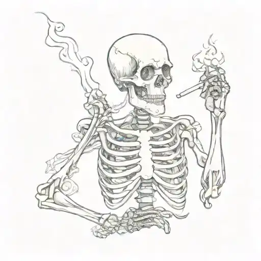 Skeleton Smoking Cigarettes