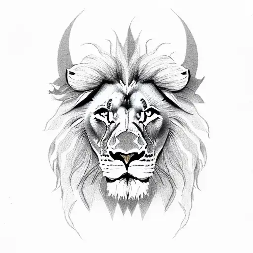 Lion With A Worried Face And A Hopeful Face