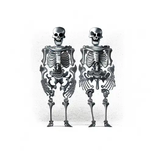Italian Man And Beautiful Mexican Woman In Love As Skeletons