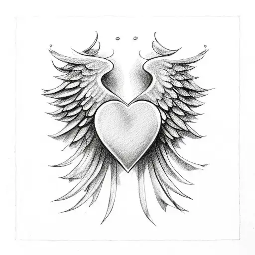 Half Of A Heart With Angel Wings On The Other Half