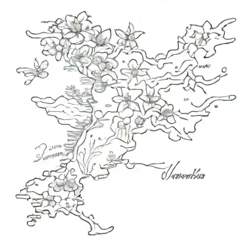 Map Of Venezuela And Nordic Style Flowers