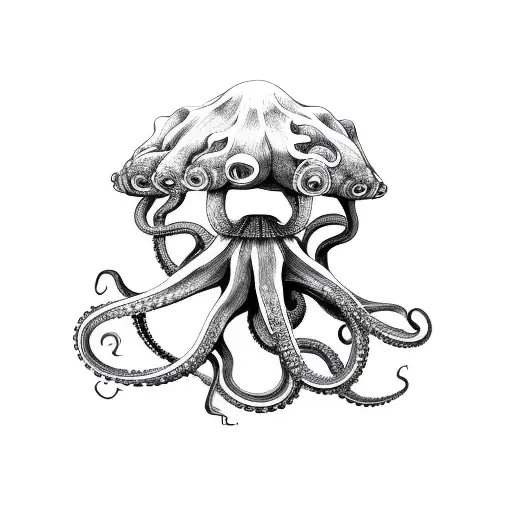 Giant Octopus Reaching Up Through Ocean Surface