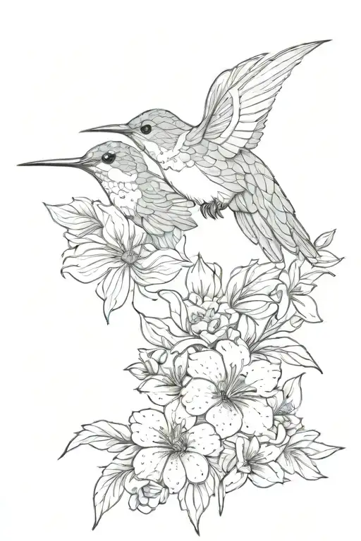 Hummingbird With Flowers